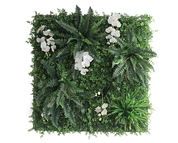 Artificial Vertical Garden square mat 1mx1m mix greens with orchid
